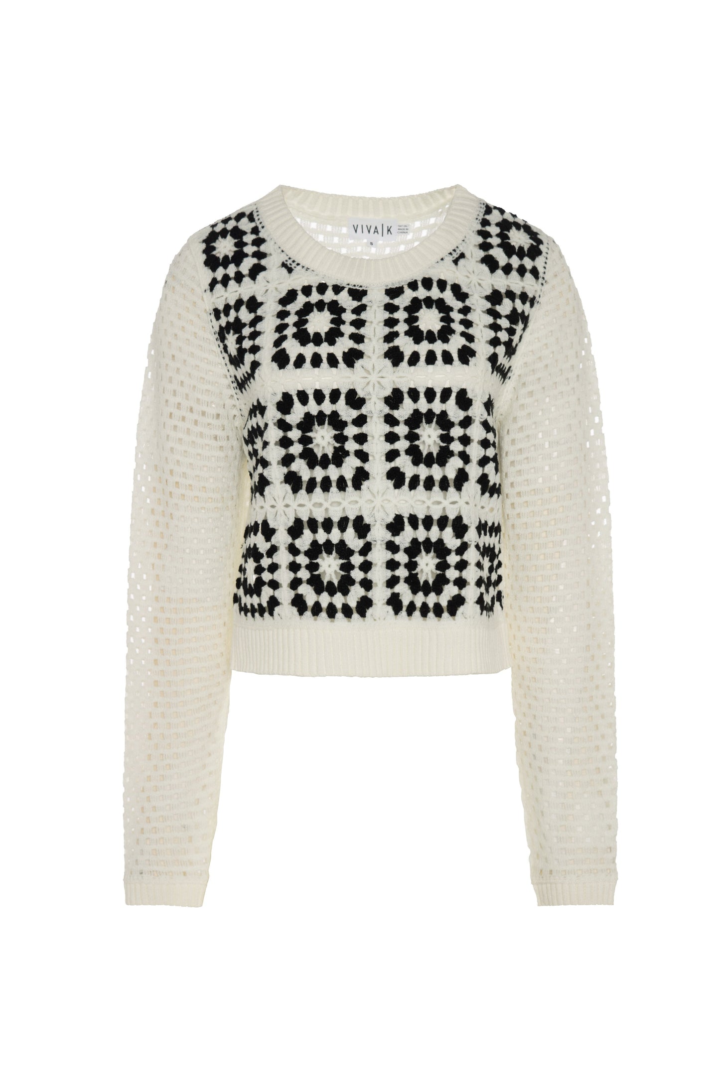 Crochet Design Top Cream Black