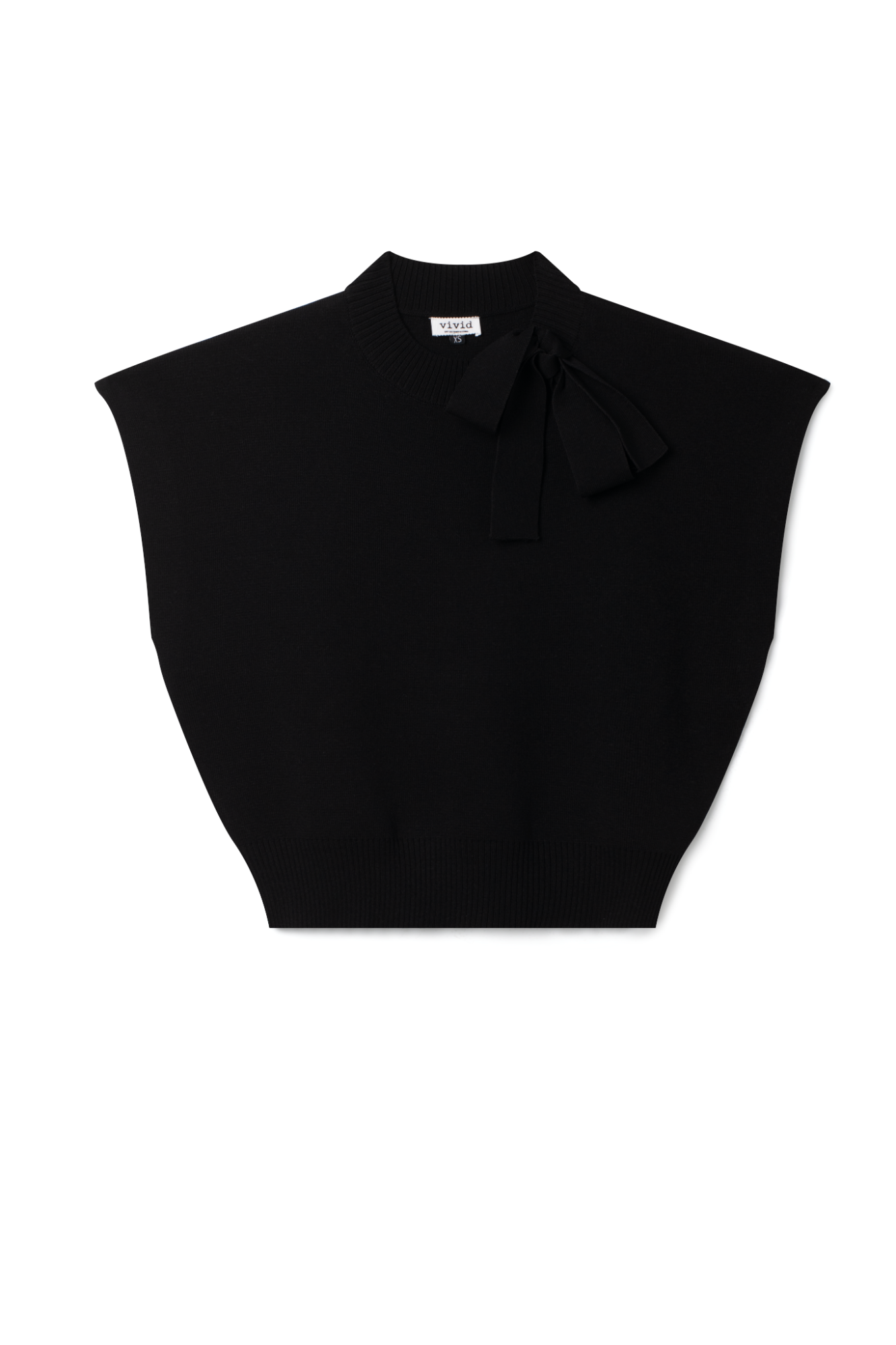 Knit Mock Neck Tie Vest Black