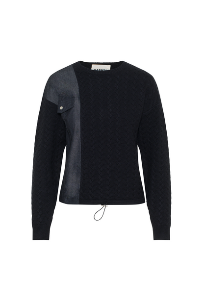 Denim Sweater Combo Black