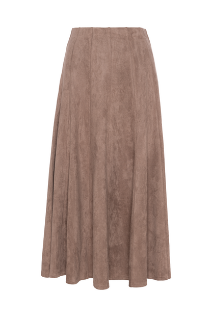 Suede Paneled Skirt Mocha