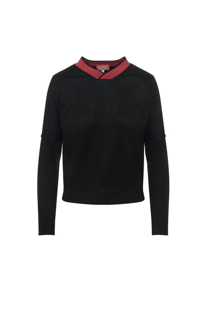 Suede Dolman Sweatshirt Black