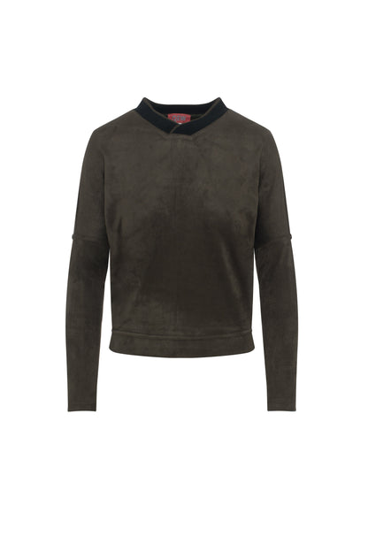 Suede Dolman Sweatshirt Dark Olive