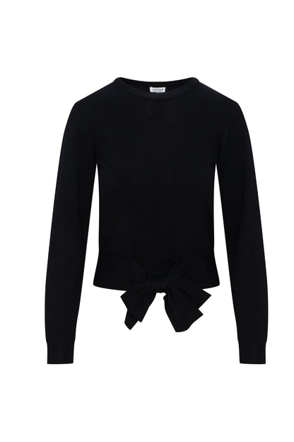 Crew Neck Tie Sweater Black
