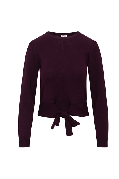 Crew Neck Tie Sweater Dark Wine