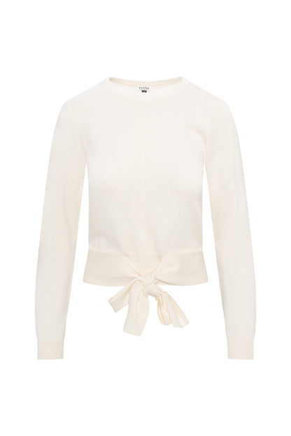 Crew Neck Tie Sweater Cream
