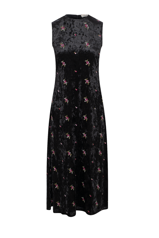 Embroidery Velour Maxi Jumper Black