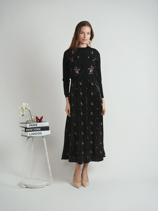 Embroidery Velour Maxi Jumper