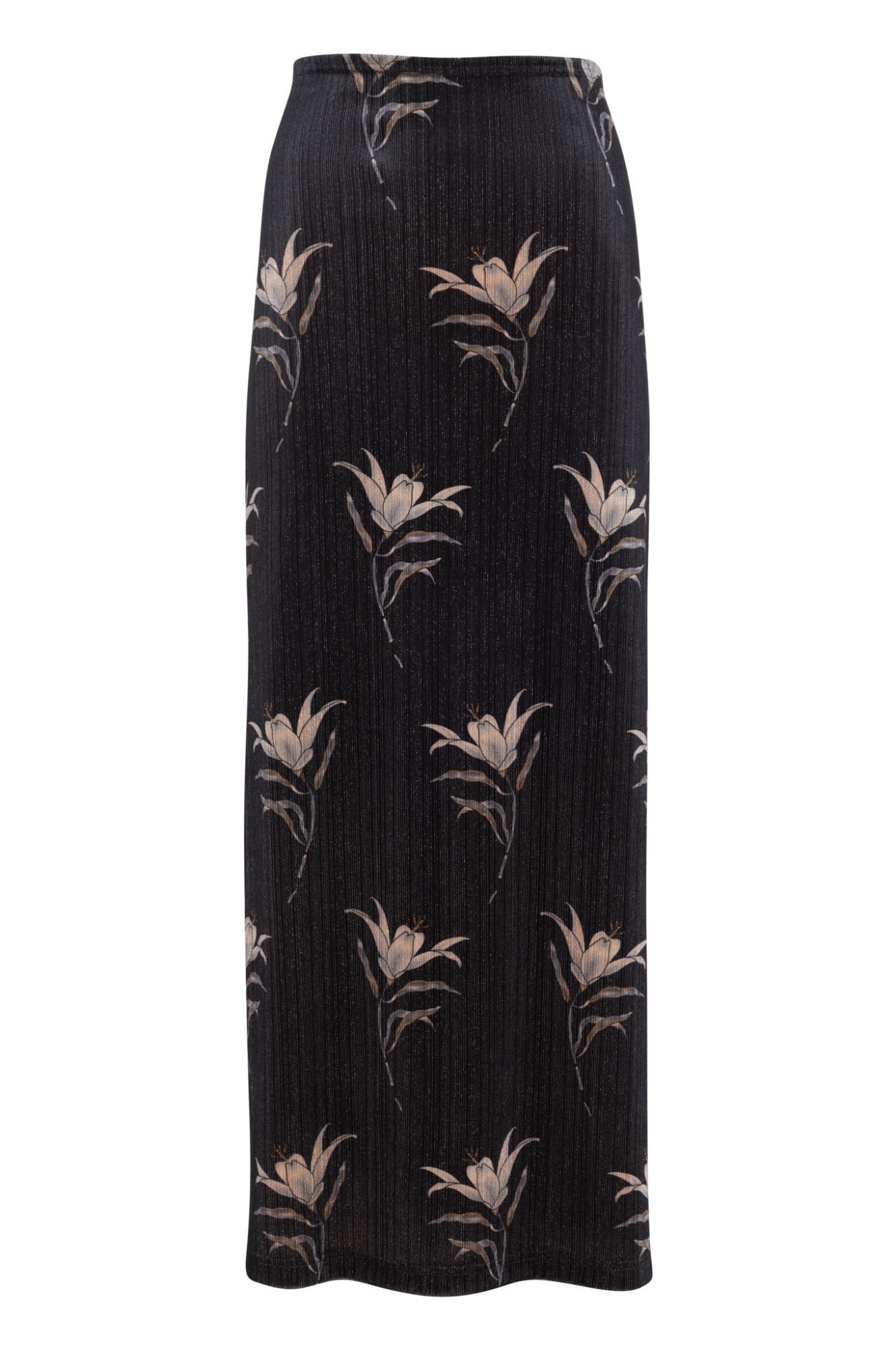 Printed Velour Maxi Skirt Black
