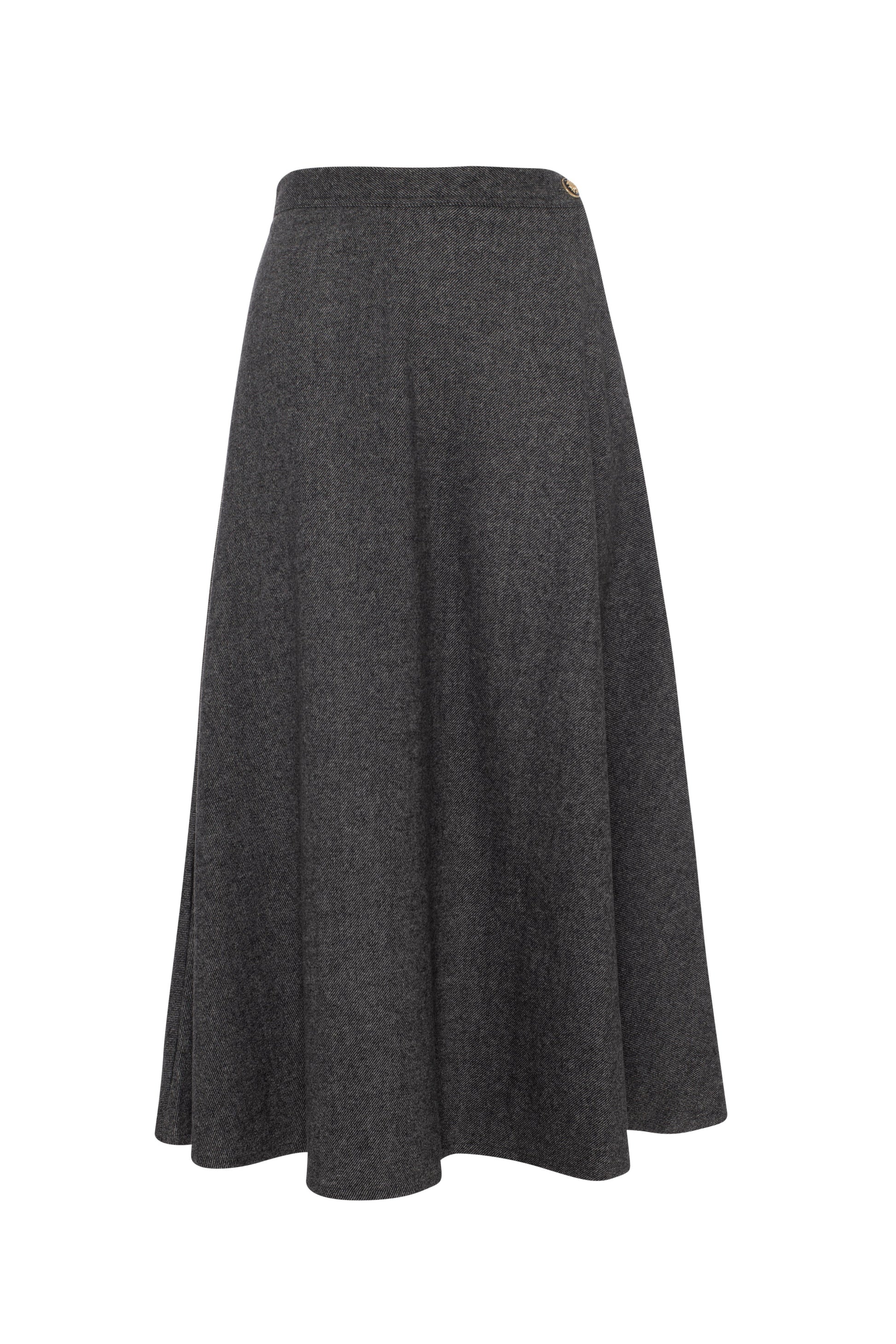 Wool Button Side Midi Skirt