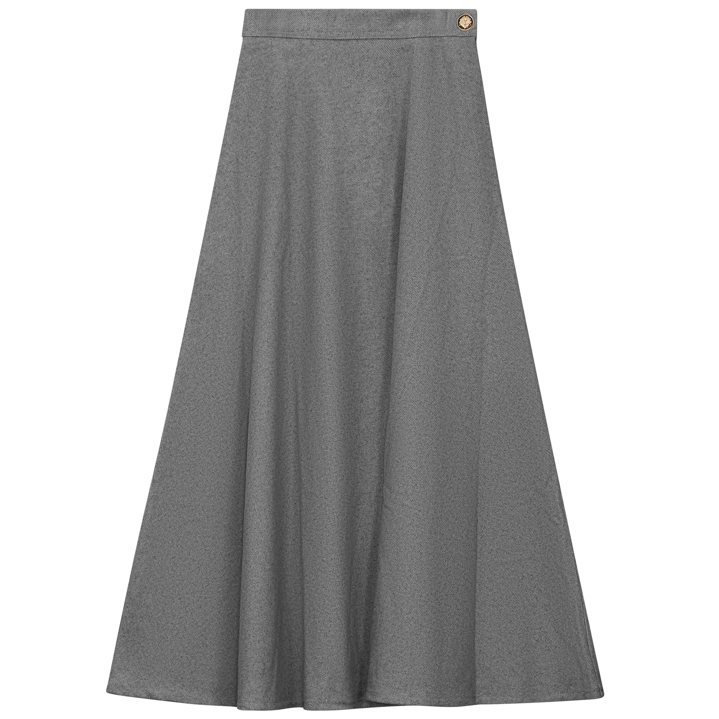 Wool Button Side Midi Skirt Light Grey Mix