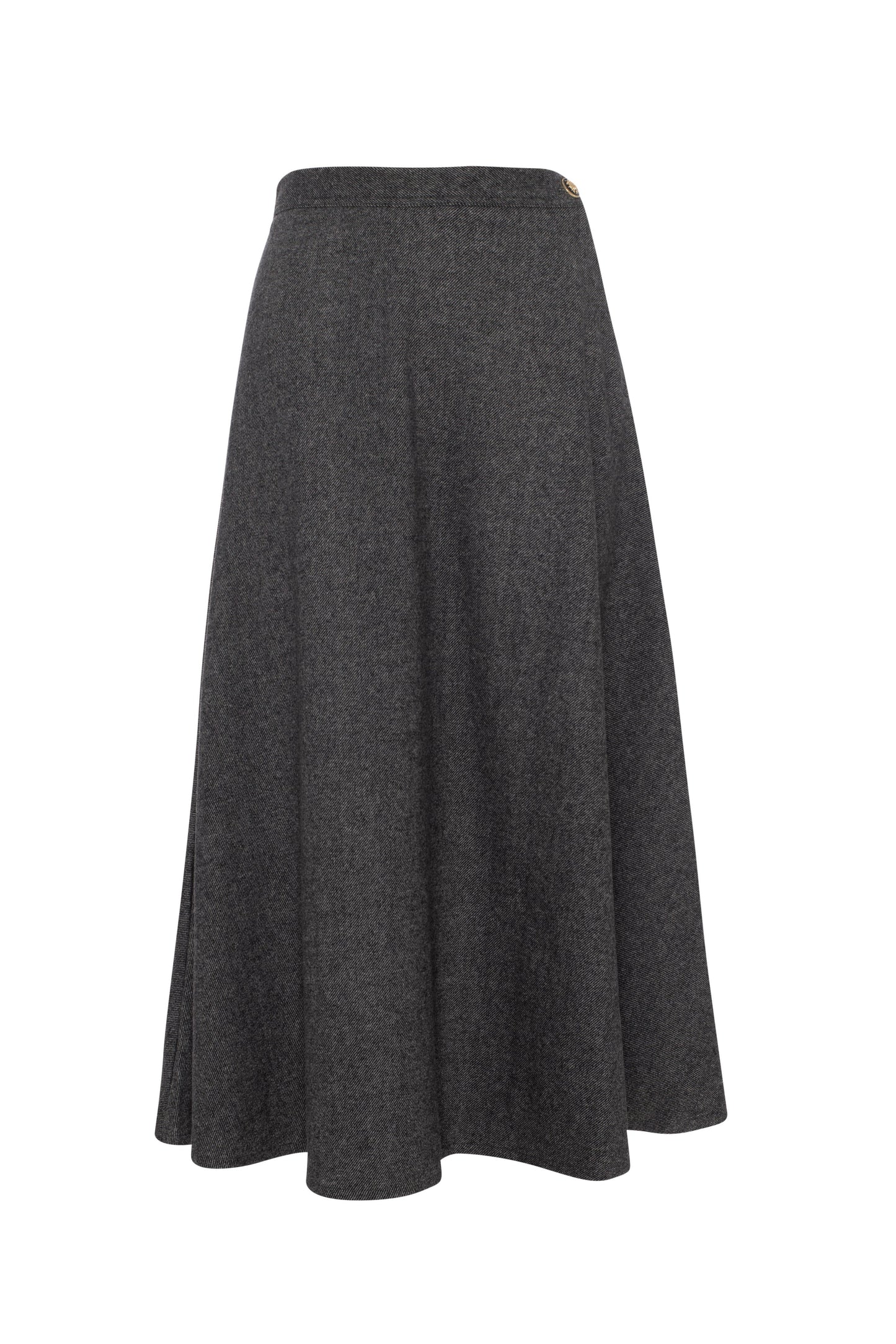 Wool Button Side Midi Skirt Medium Grey Mix