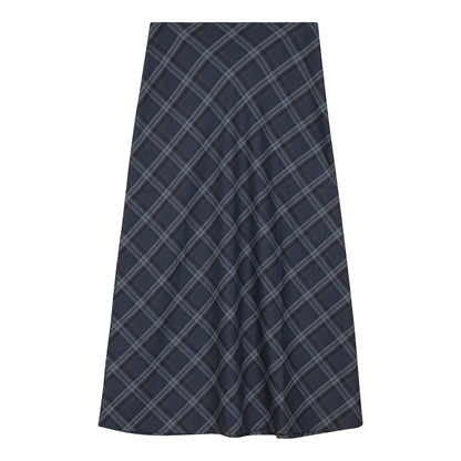 Midi Plaid Skirt Denim