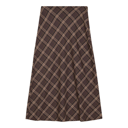 Midi Plaid Skirt Eggplant