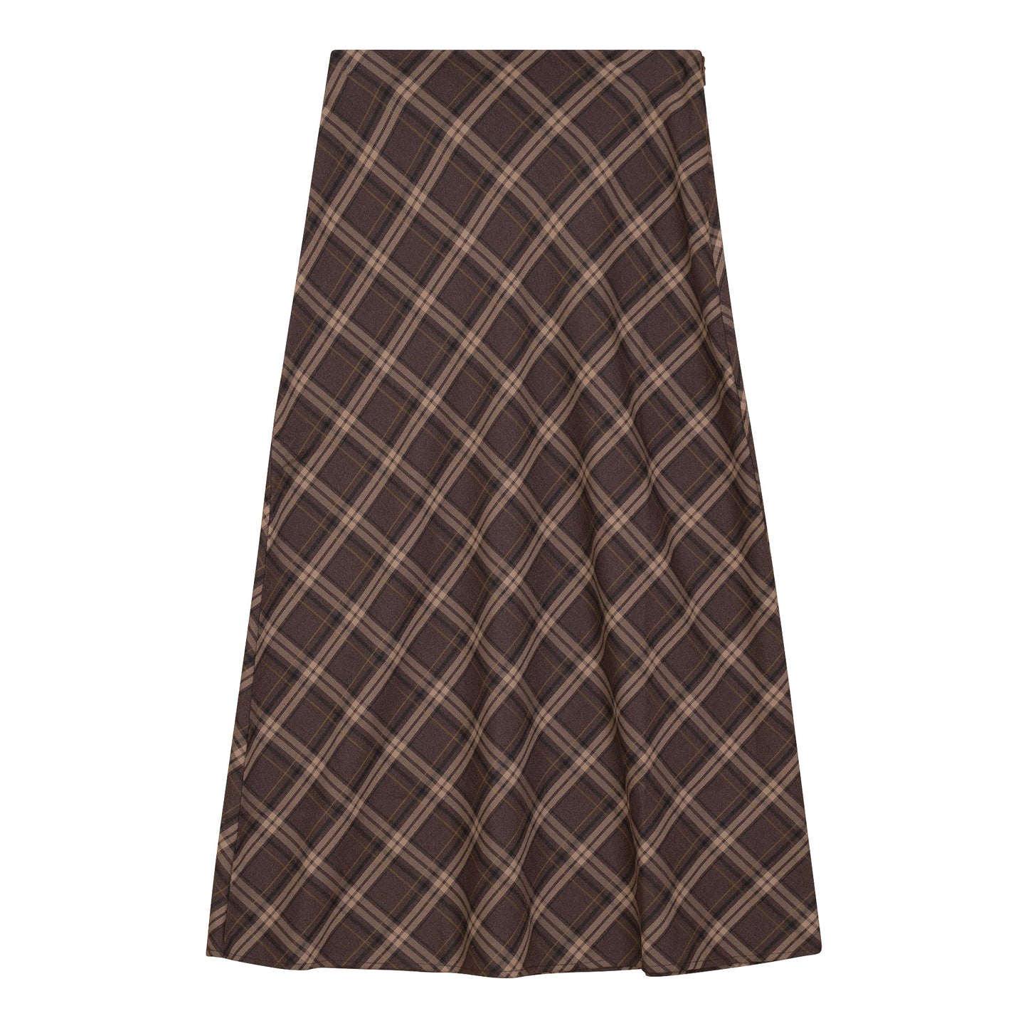 Midi Plaid Skirt Eggplant