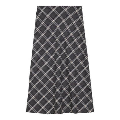 Midi Plaid Skirt Charcoal