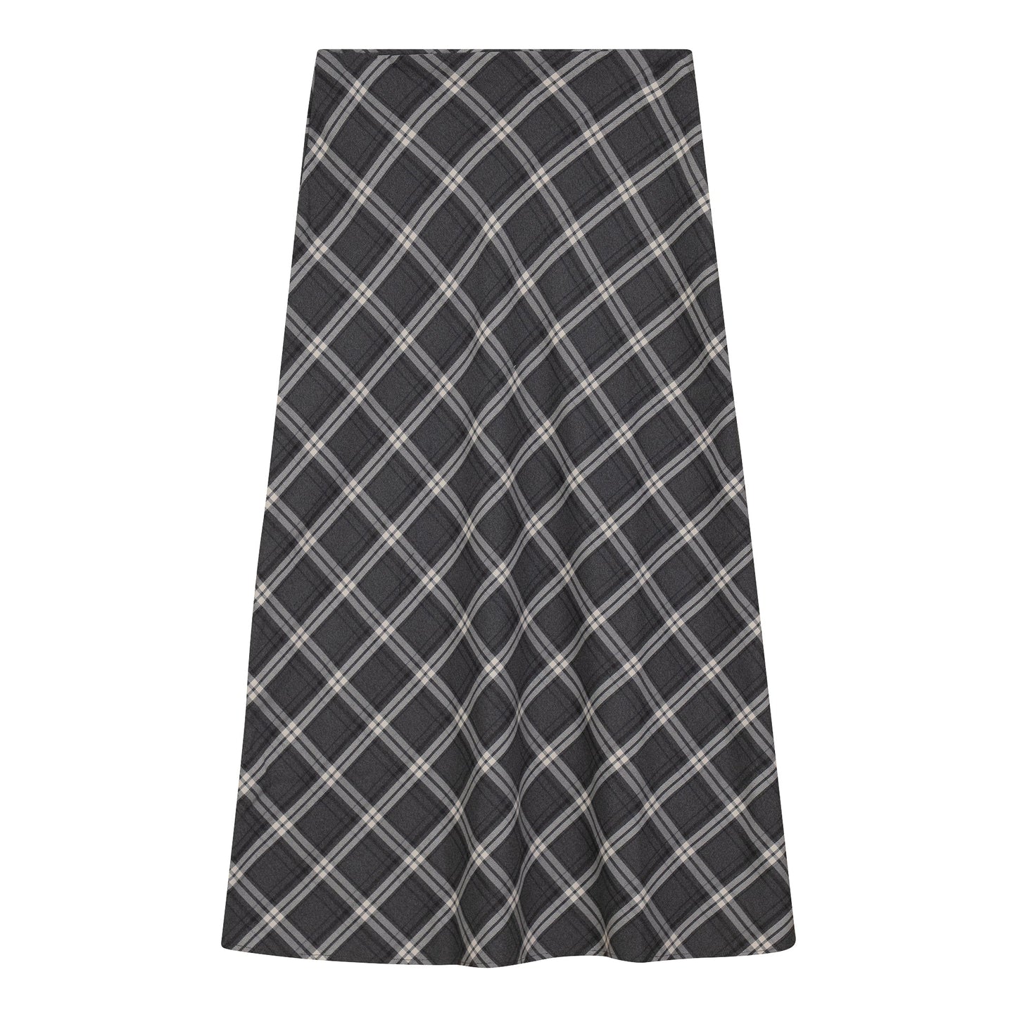 Midi Plaid Skirt Charcoal