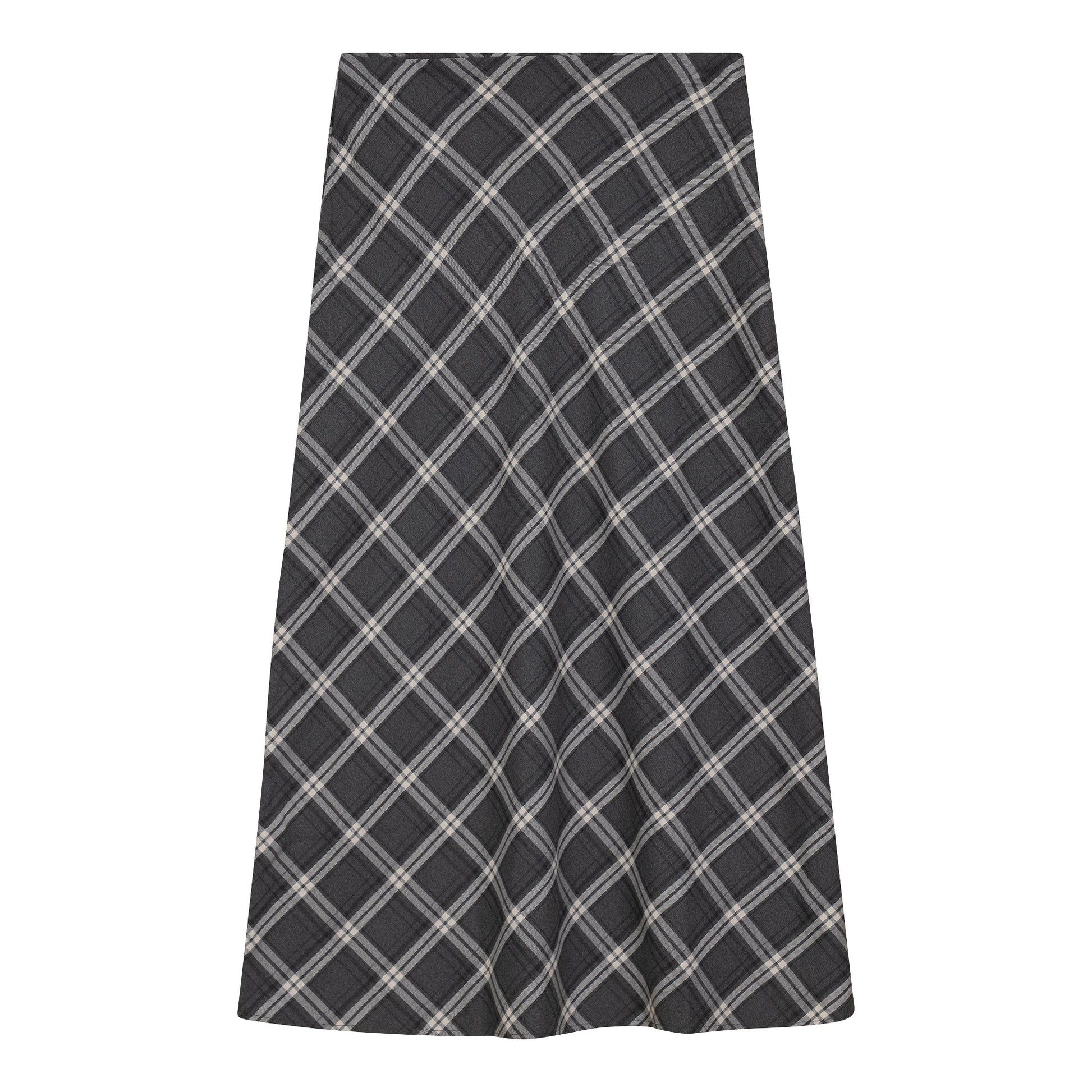 Midi Plaid Skirt Charcoal