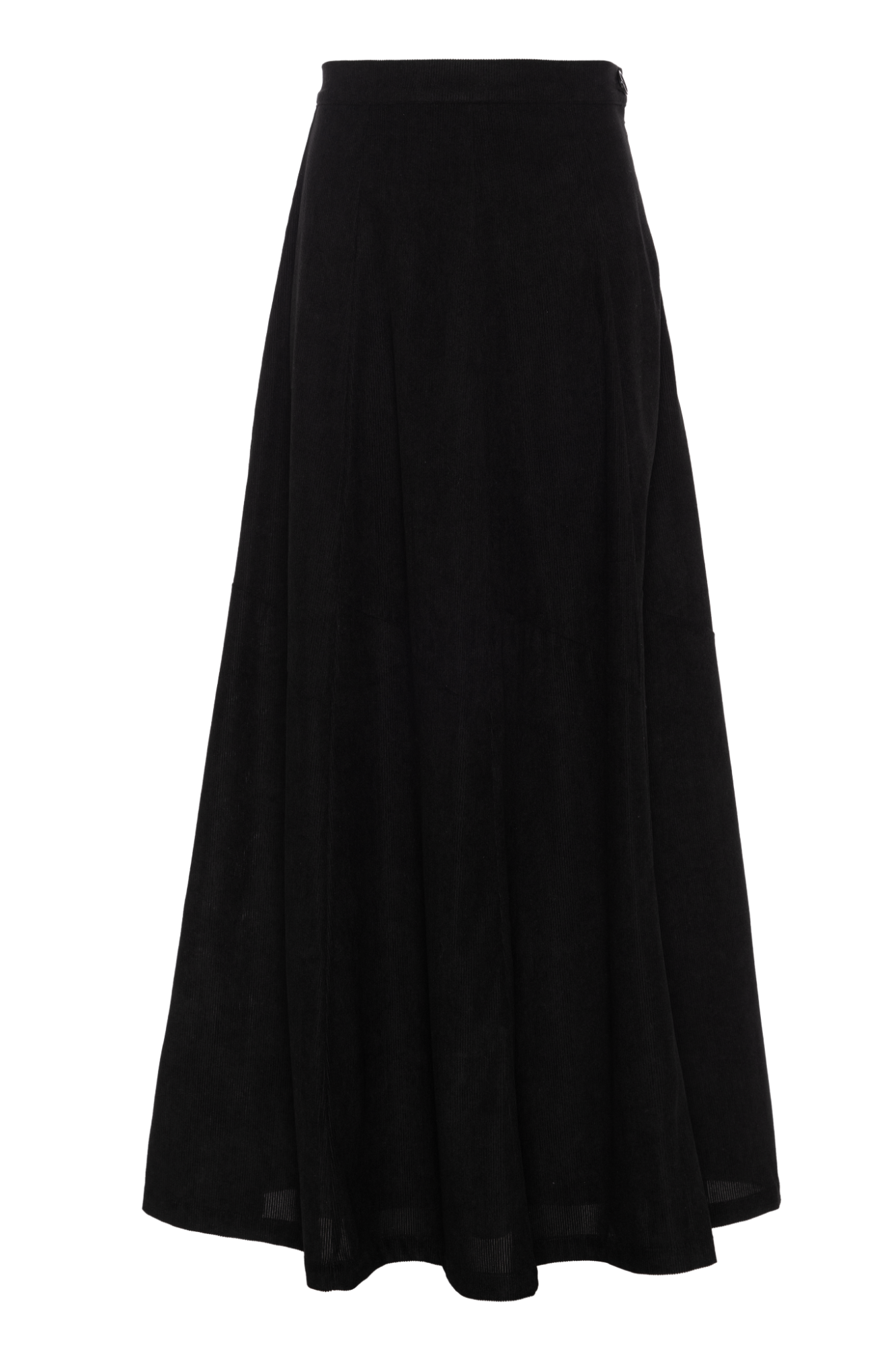 Midi Corduroy Burst Pleated Skirt Black