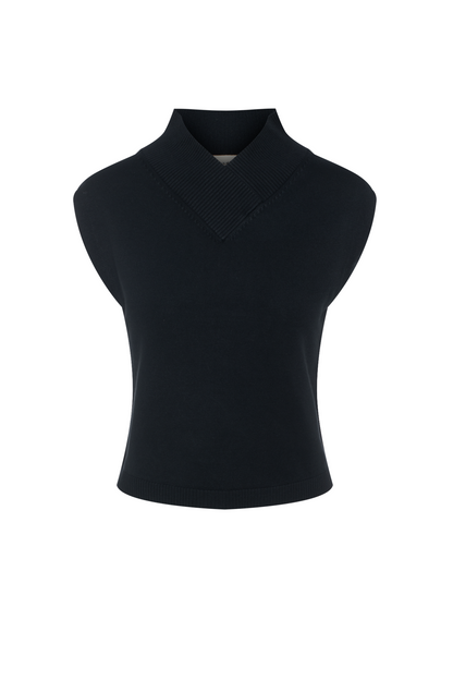 High V-neck Knit Vest Black