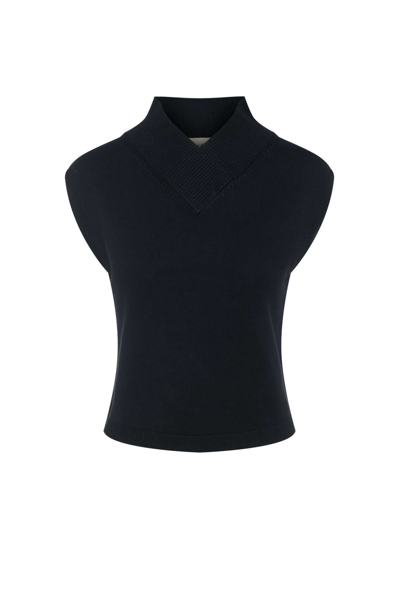 High V-neck Knit Vest Black