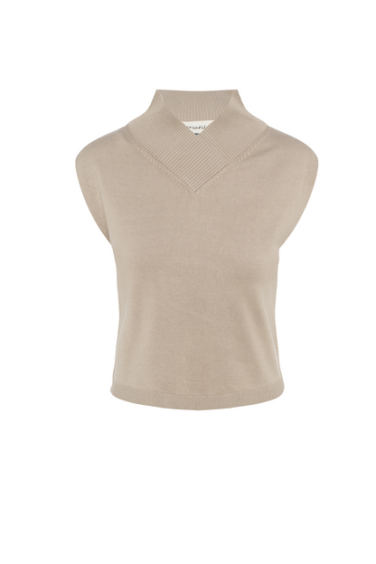 High V-neck Knit Vest Oatmeal