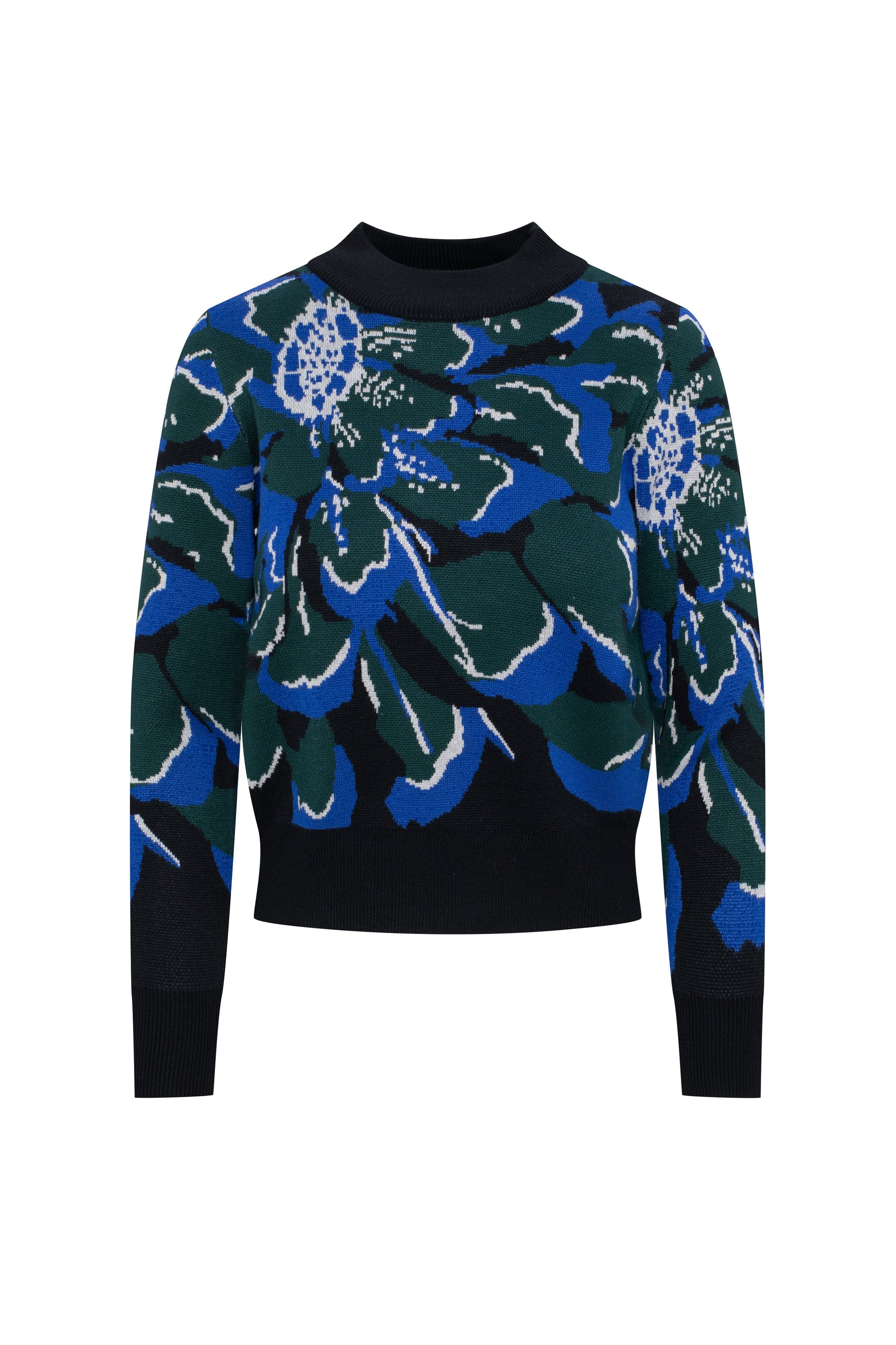 Floral Knit Sweater Light Sapphire Forest