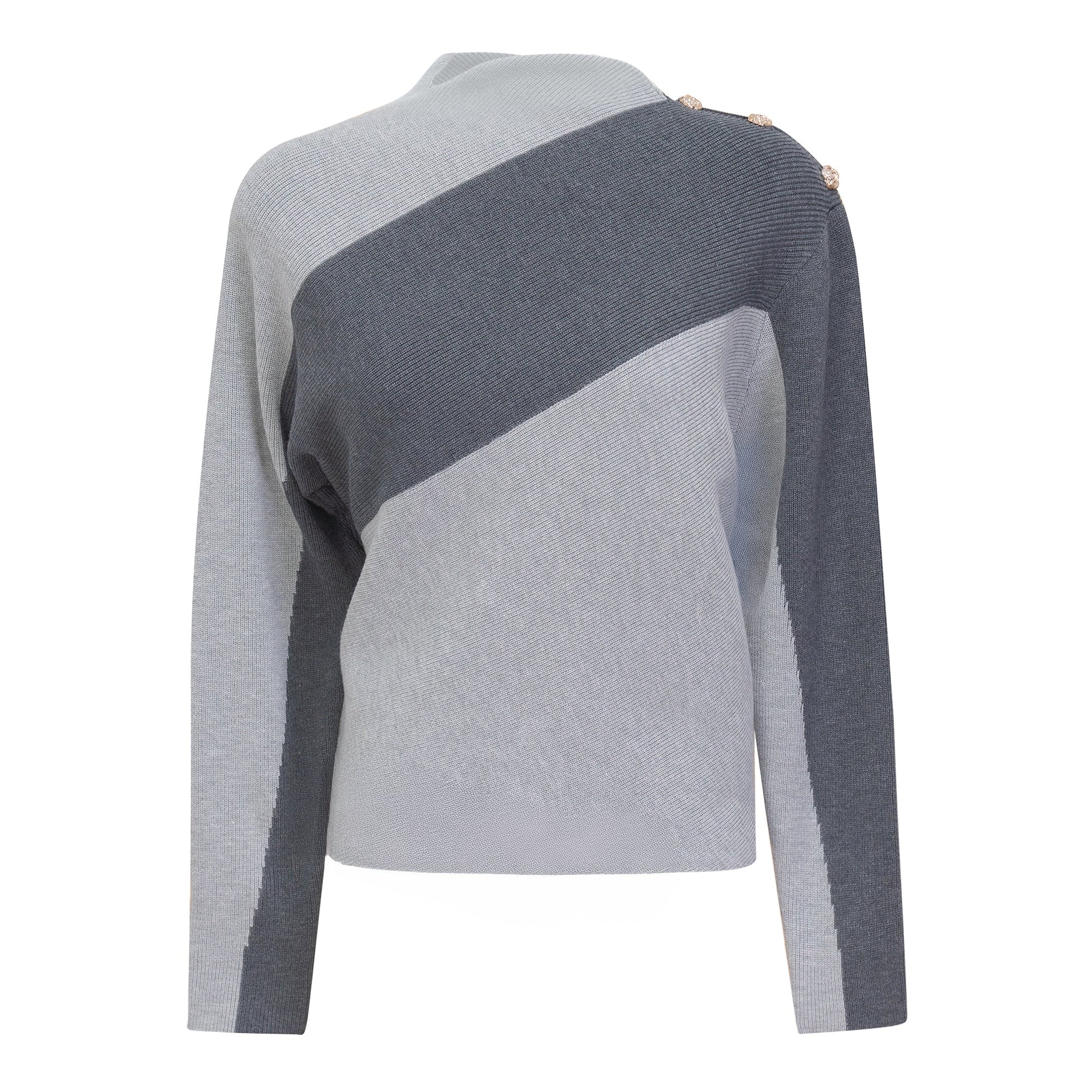 Contrast Sweater Ash Grey Mix Dark Grey Mix