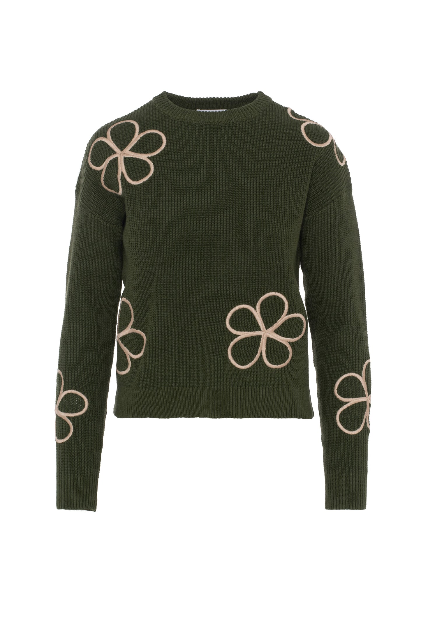 Embroidered Sweater Dark Olive