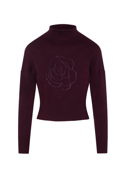 Cropped Knit Turtle Neck Dark Wine Dark Wine