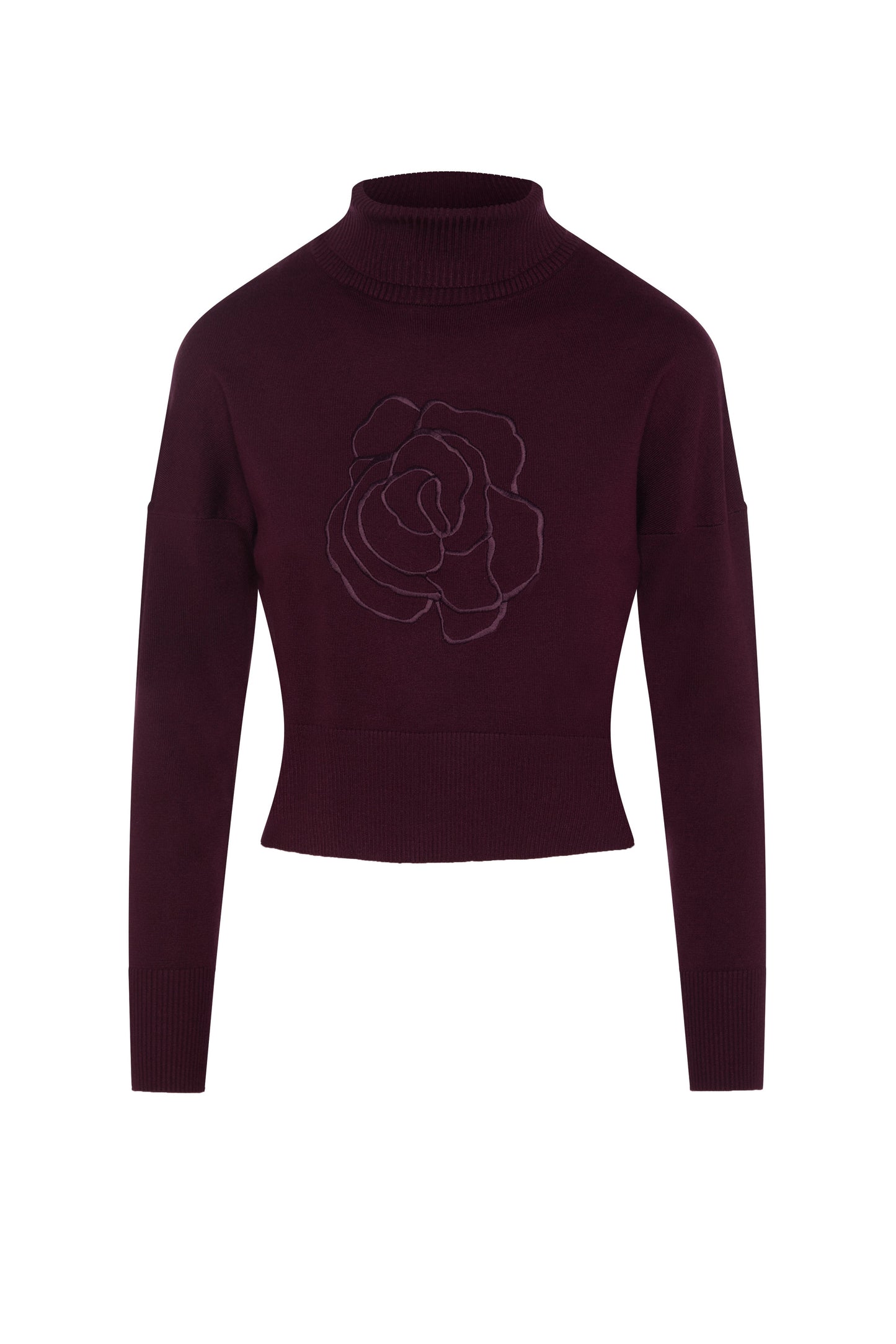Cropped Knit Turtle Neck Dark Wine Dark Wine