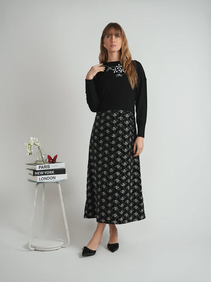 Velvet Embroidered Midi Jumper
