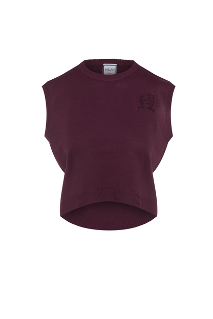 Embrodery Knit High Low Vest Dark Wine