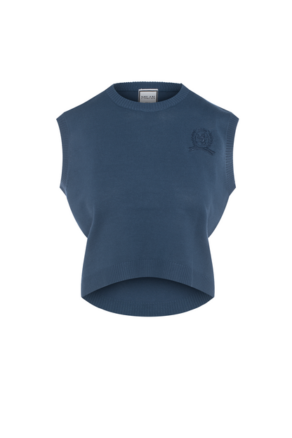 Embrodery Knit High Low Vest Steel Blue