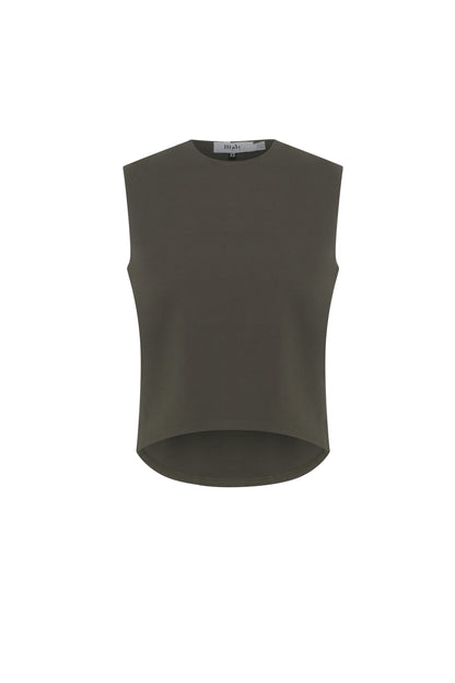 Ponte High Low Vest Dark Olive