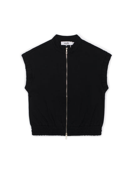 Ponte Knit Zip Down Vest Black