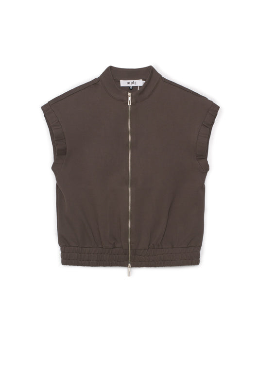 Ponte Knit Zip Down Vest Dark Olive