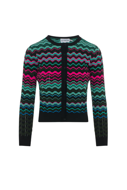 Crochet Multi Color Chevron Cardigan Mint Multi