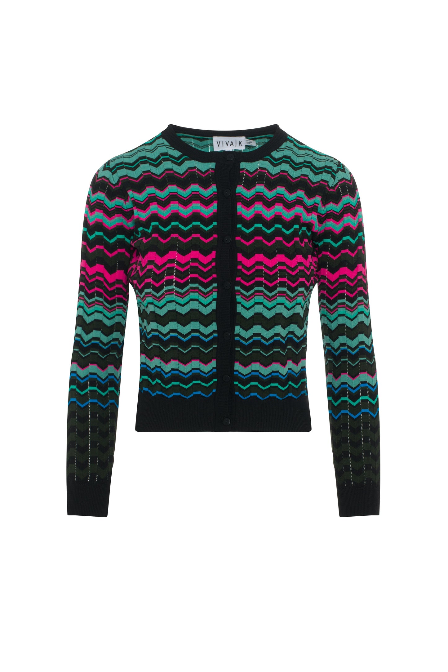 Crochet Multi Color Chevron Cardigan Mint Multi