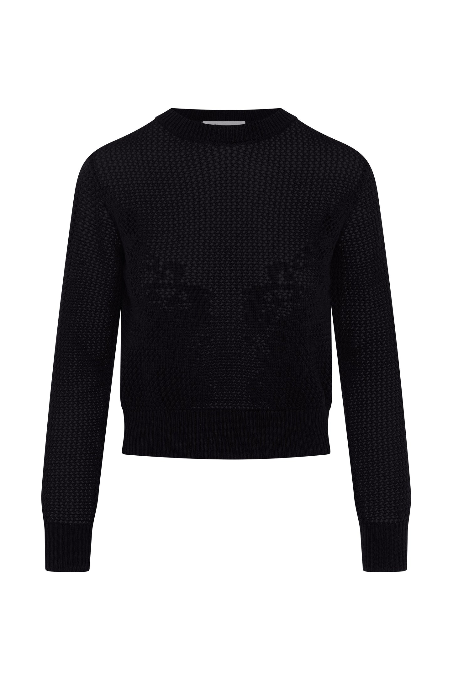 Crochet Design Cropped Sweater Black