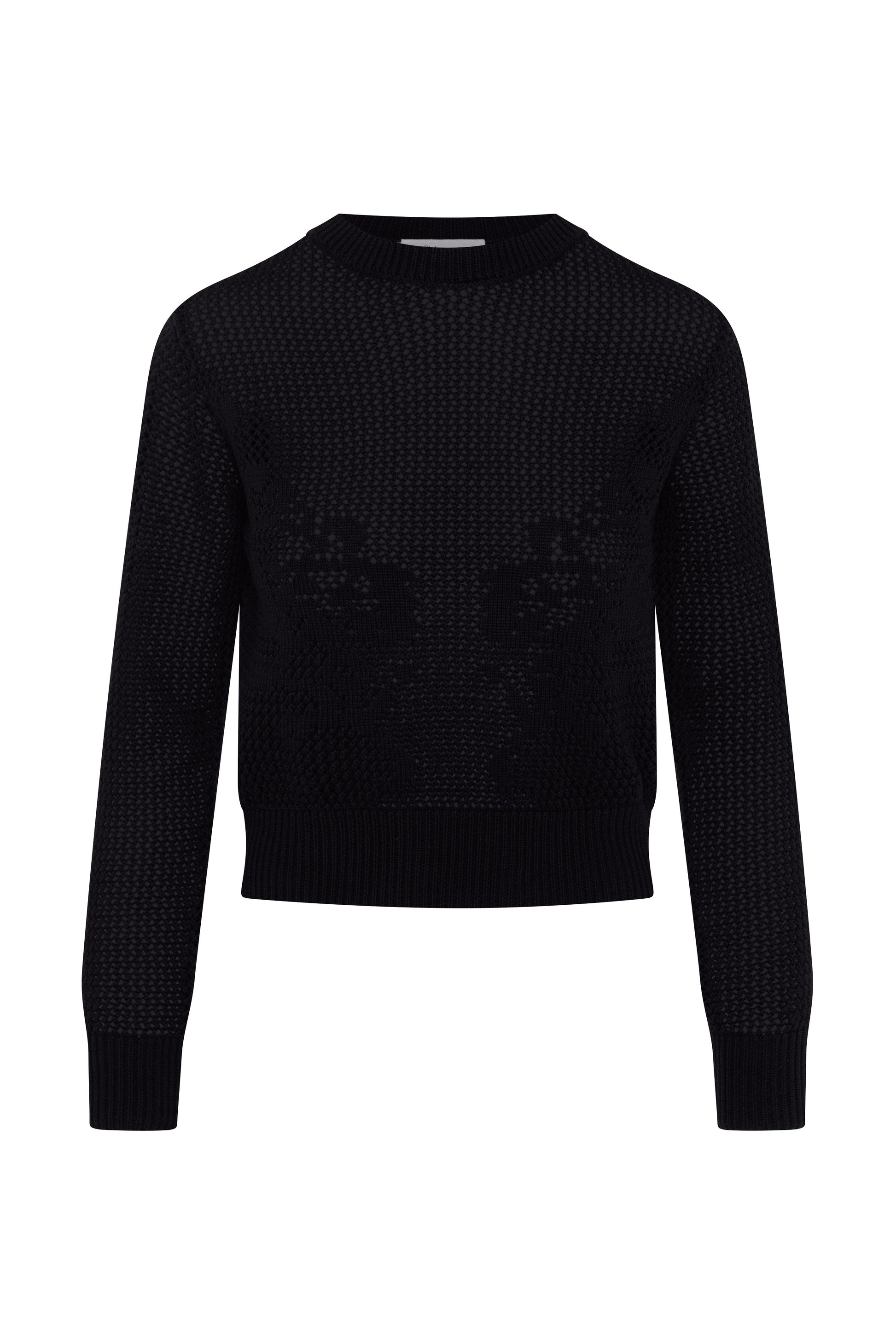 Crochet Design Cropped Sweater Black