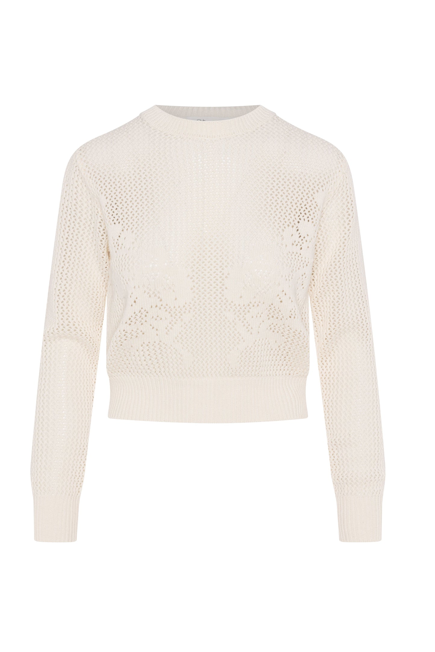 Crochet Design Cropped Sweater Cream