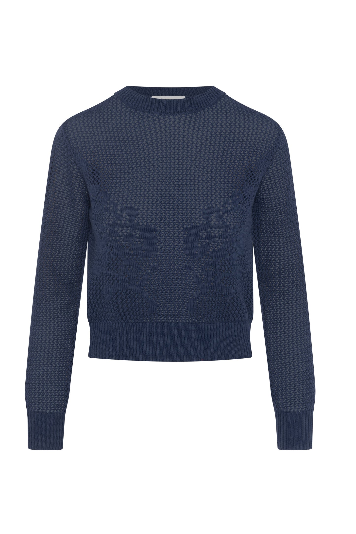 Crochet Design Cropped Sweater Steel Blue