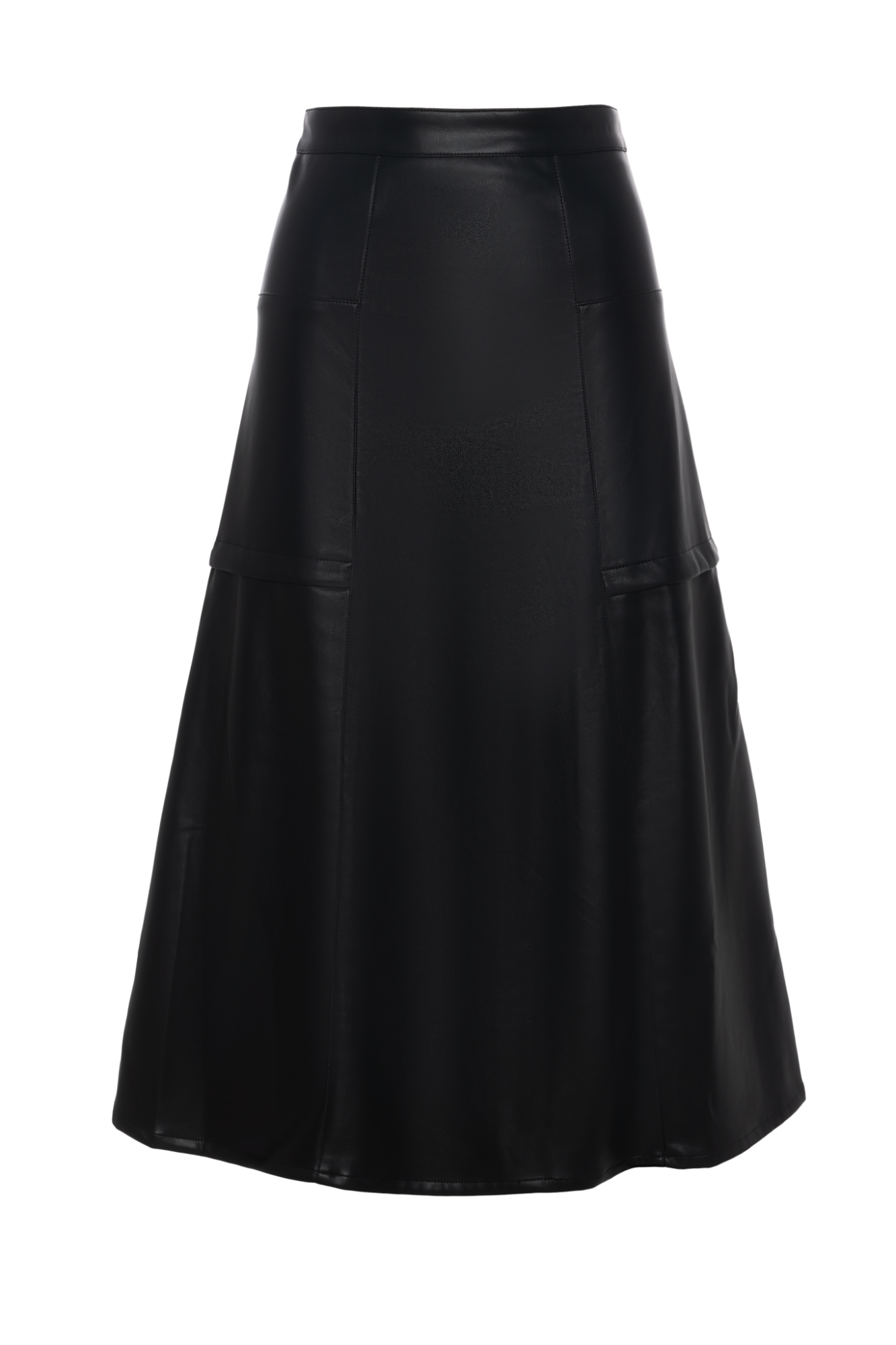 Leather Paneled Midi Skirt
