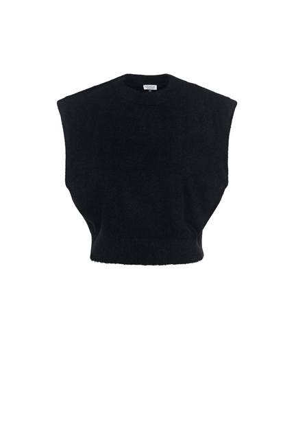 Cropped Mohair Vest Black