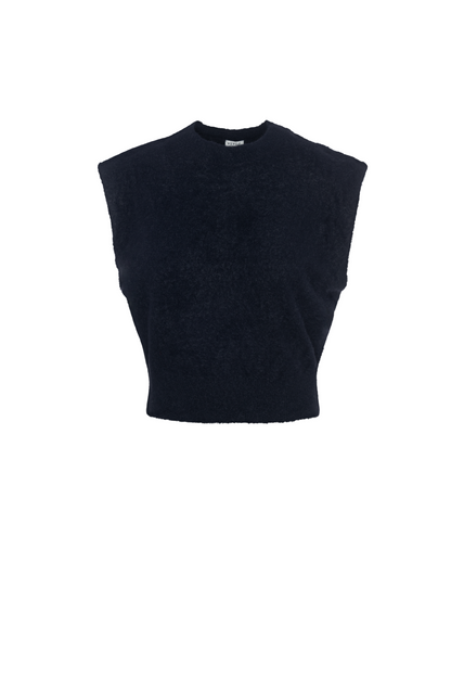 Cropped Mohair Vest Dark Navy