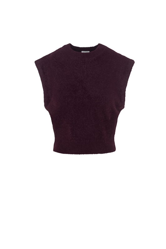 Cropped Mohair Vest Dark Wine