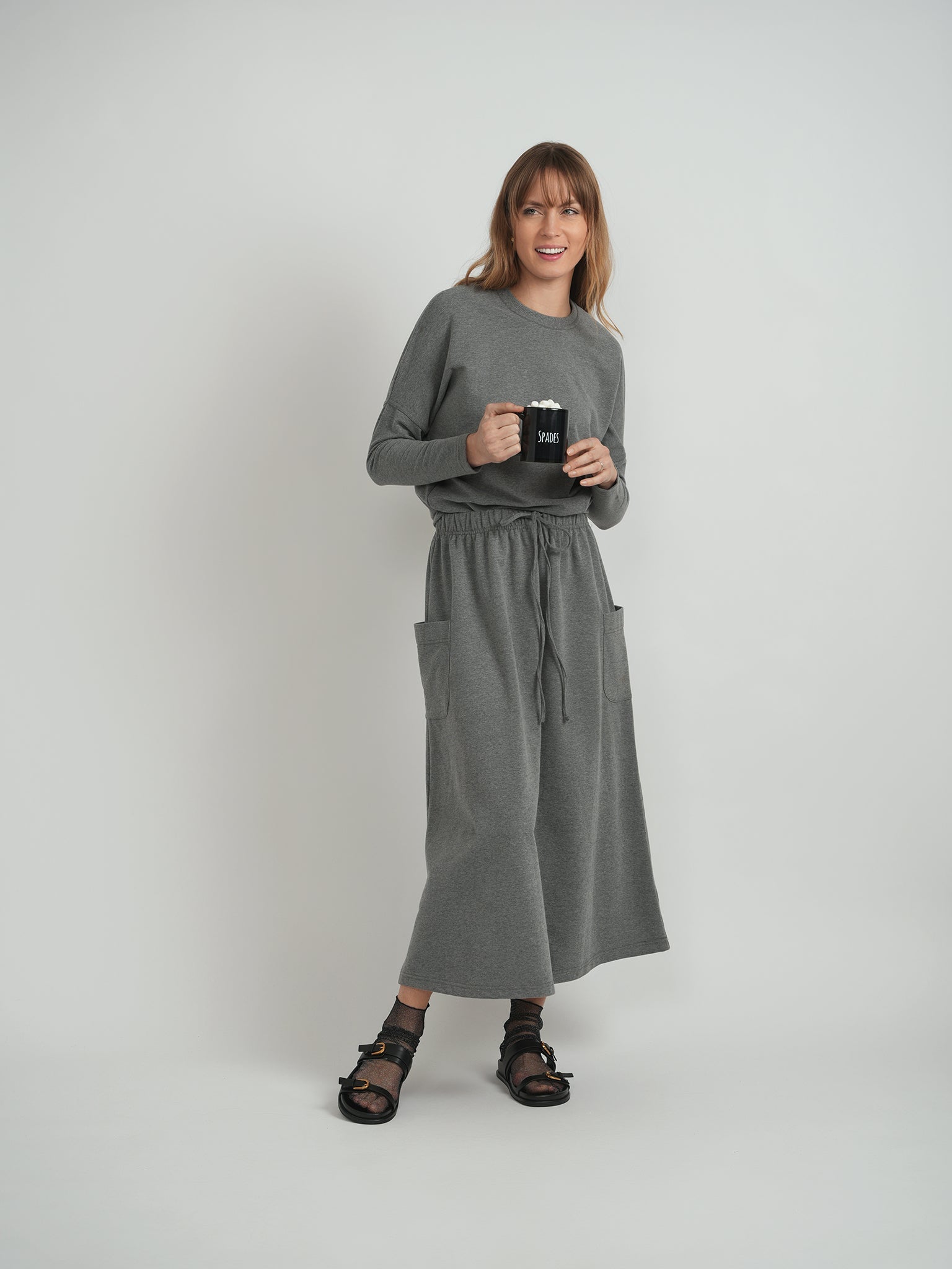 Pull On Midi Sweat Skirt