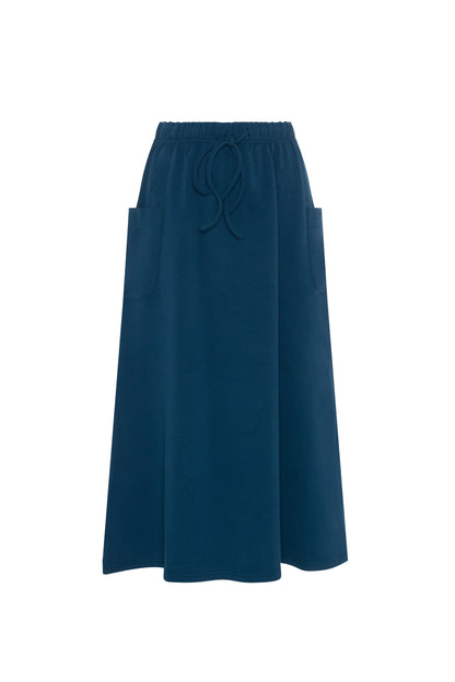 Pull On Midi Sweat Skirt Dark Denim