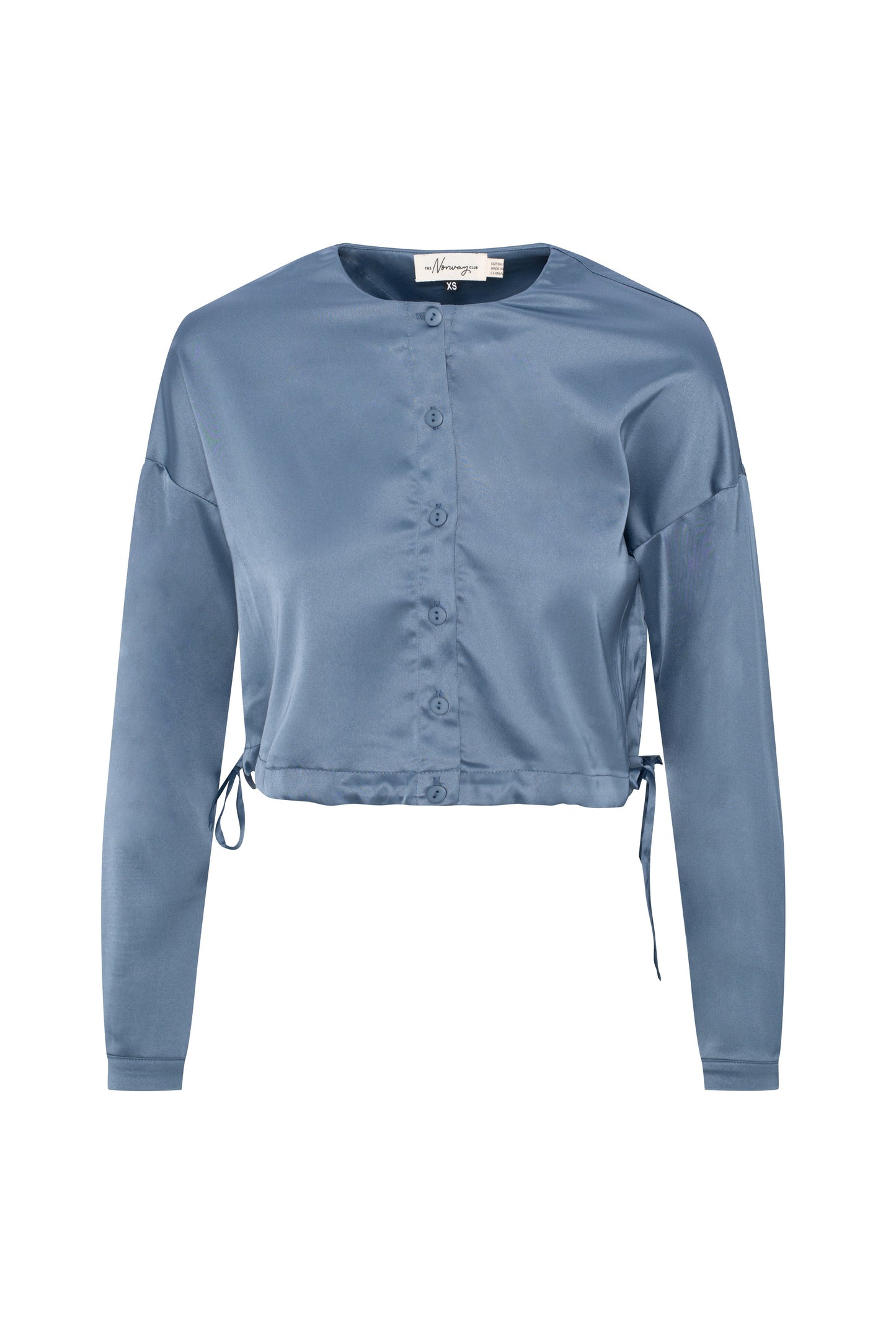 Satin Tie Blouse Steel Blue