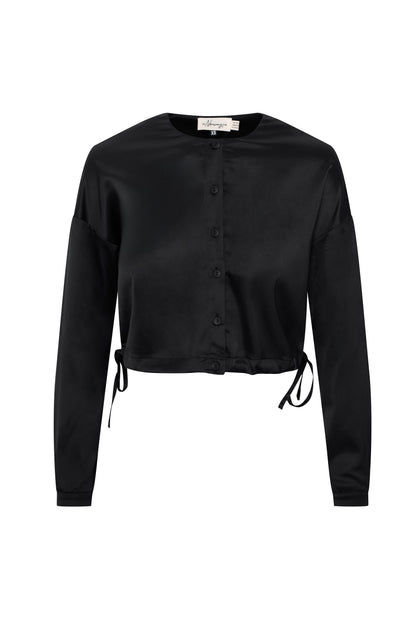 Satin Tie Blouse Black